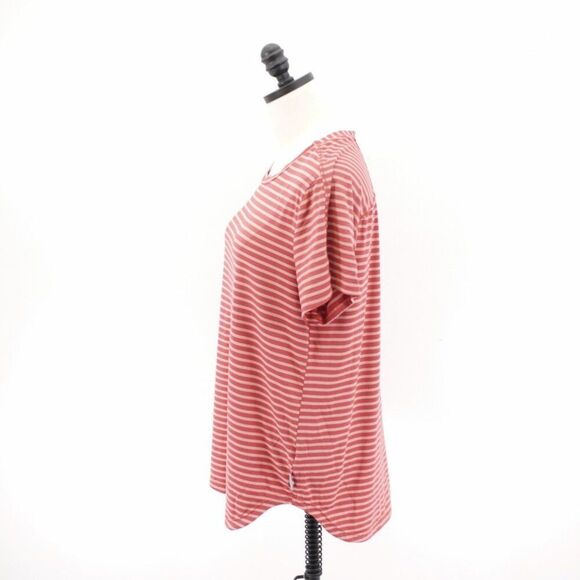Columbia Red Striped Crew Neck Short Sleeve T-Shirt Large Top Polyester Elastane - Picture 4 of 8